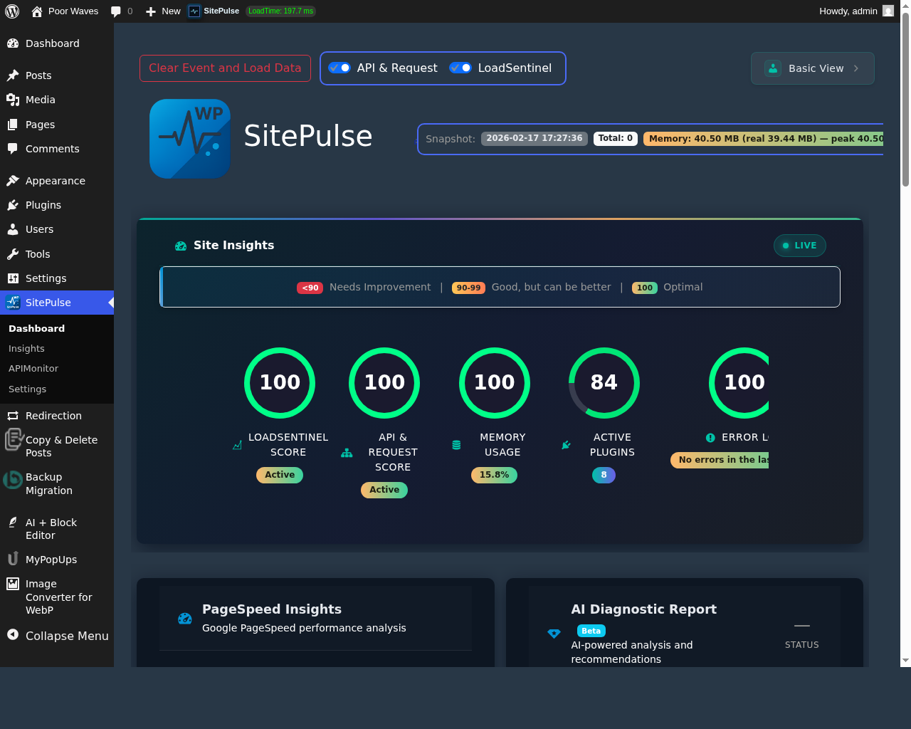 SitePulse Real-Time Performance Dashboard